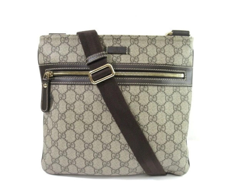 Gucci Hobo Bag Dark Brown Beige Cream GG Plus Coating